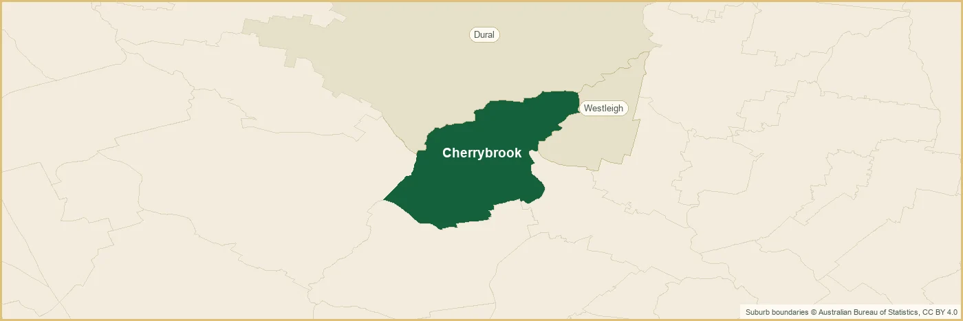 Map of the Cherrybrook plumbing service area, covering Dural and Westleigh